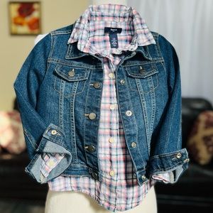 🎀💕Girls Denim Jacket and Plaid Top 💕🎀